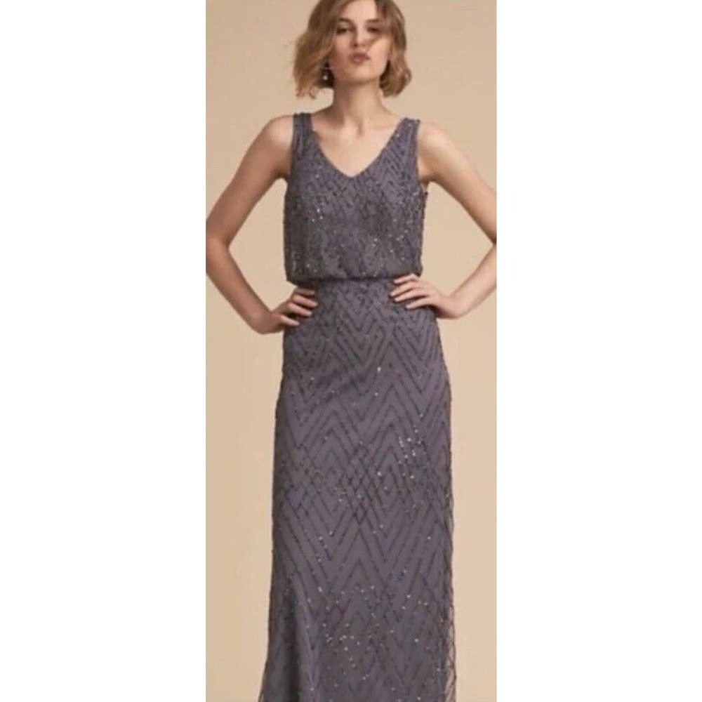 Anthropologie BHLDN Blaise Beaded Sequin Maxi Gown Womens Size 8 NWT $260